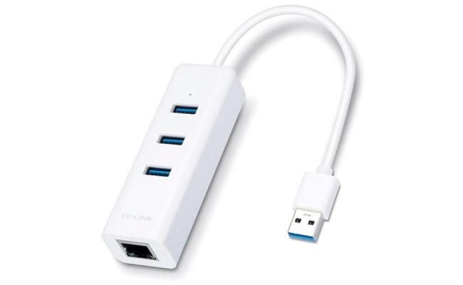 USB 3.0 To Gigabit Ethernet Nic Network Adapter With 3 Port Hub - White